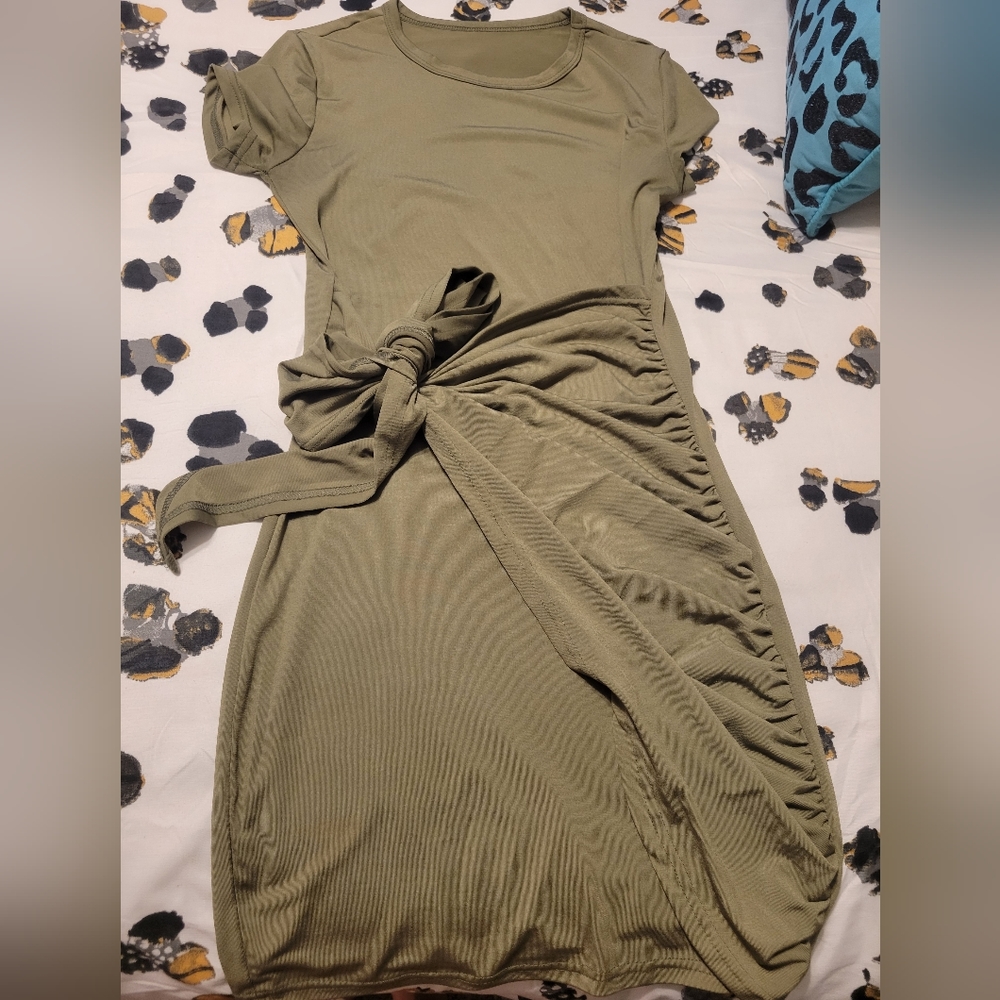 Body-con (Olive) Wrap Dress